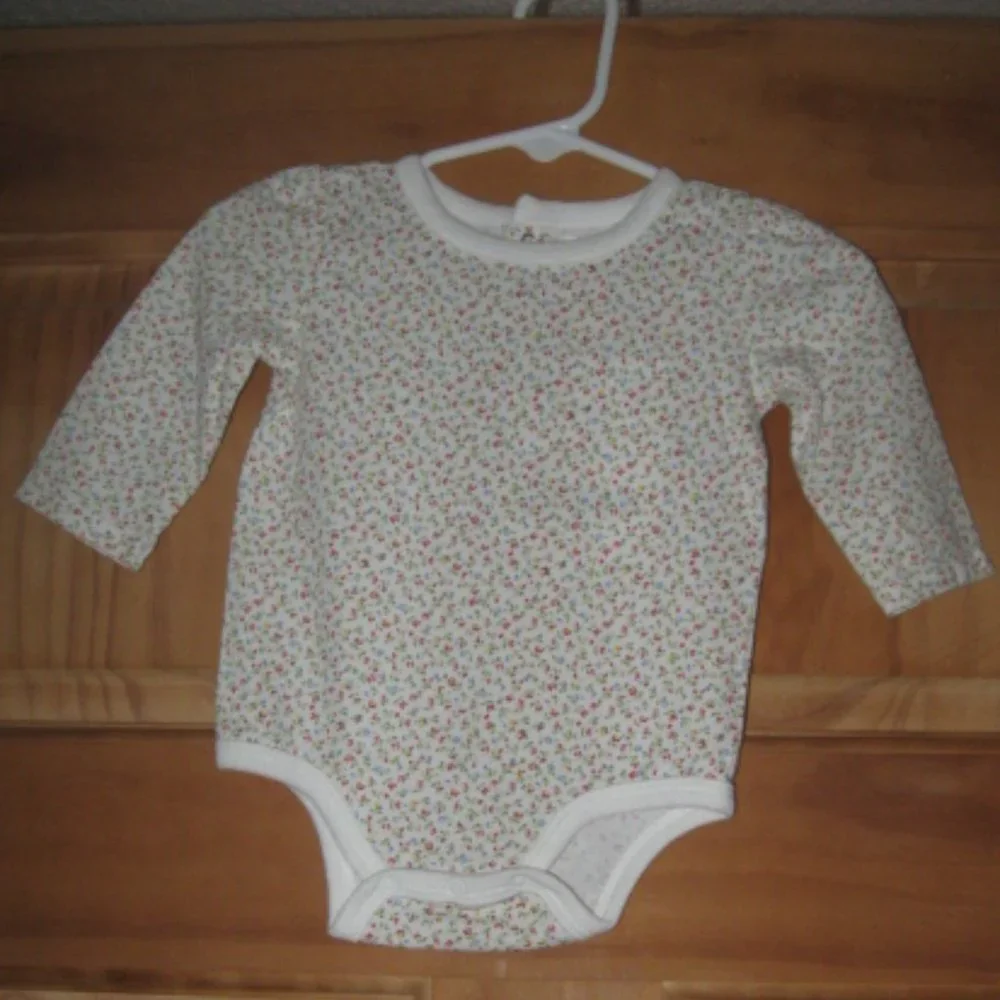 5/$30 Girls Chaps Flowered Long Sleeve Bodysuit and Blue Jean Romper
